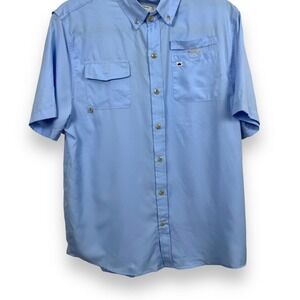 Crown & Ivy Fishing Shirt Kids XL Blue Short Sleeve Lightweight Mesh NWT